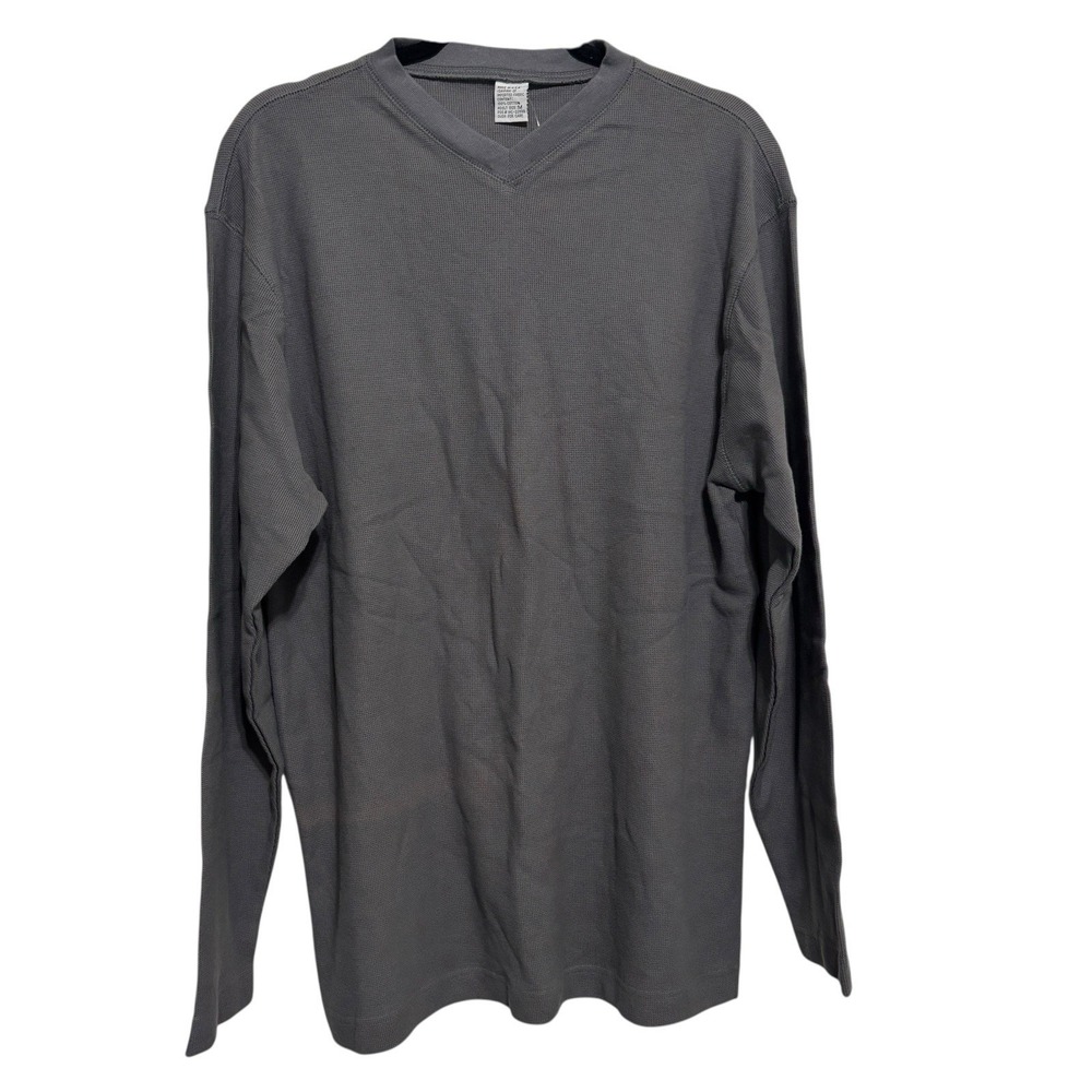 Marlboro Gear V-Neck Thermal Pullover Men's Sz M Gray Extra Long 100% Cotton